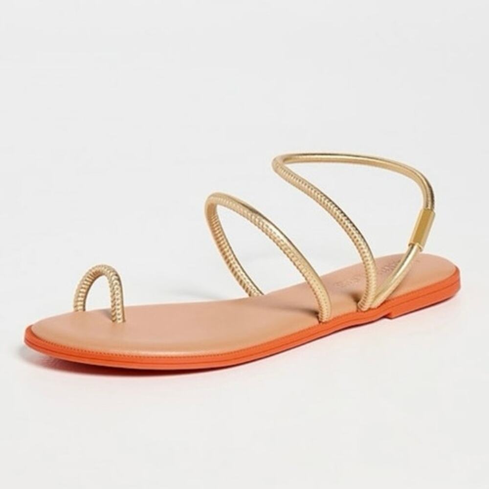 Havaianas Gold Strappy Sandals with Orange Sole